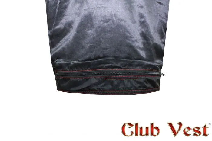 Mens Leather Club Vest With Black Liner & Snaps & Zipper Closure, CL-MV8007-ZIP-RT-NK-DL