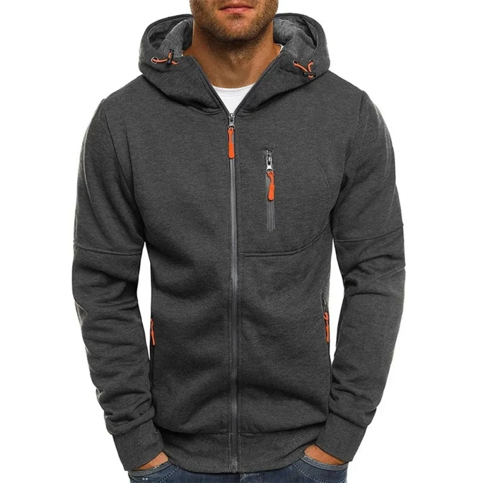 Men's Zipper Hoodie - Slim Fit Long Sleeve Sweatshirt, Casual Sportswear Jacket for Active Wear