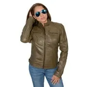 Milwaukee Leather SFL2800 Women's Racer Olive Stand Up Collar