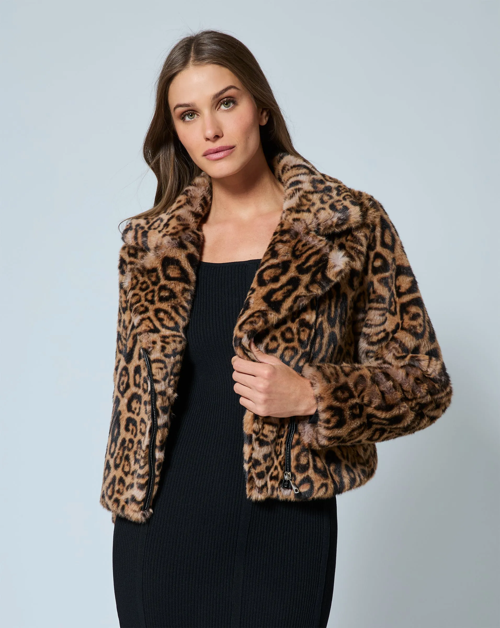 Moto Mink Faux Fur Jacket