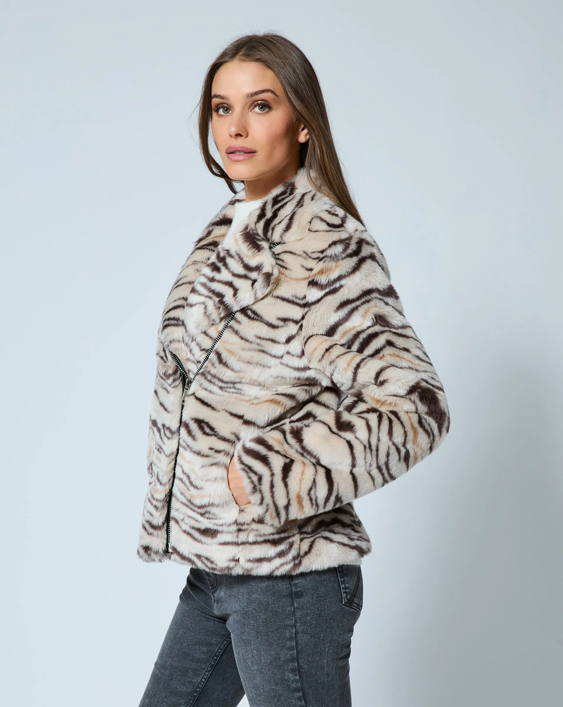 Moto Mink Faux Fur Jacket