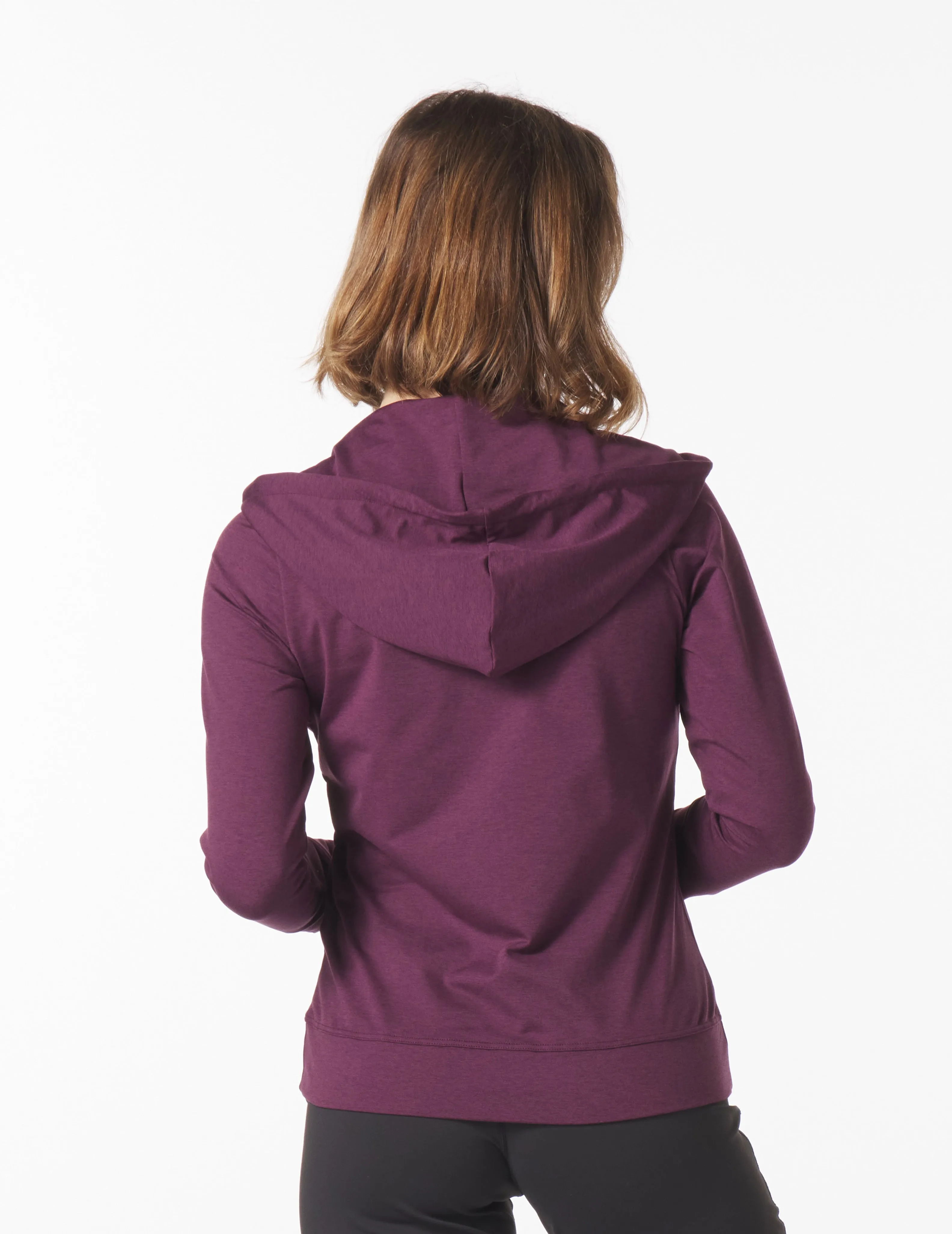 On The Go Lightweight Zip Up Hoodie: Mulberry Marble