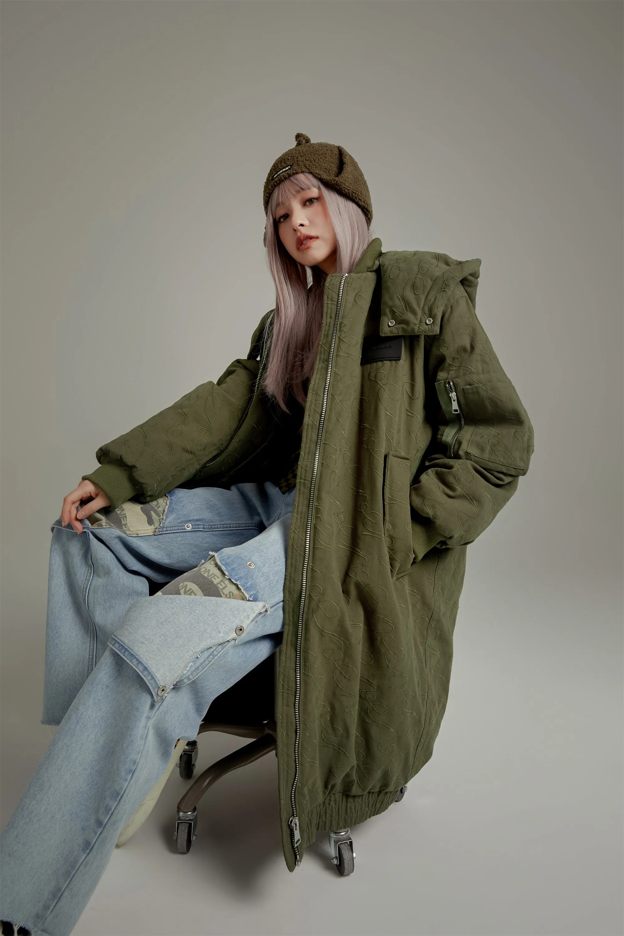 Oversized Long Hoodie Quilted Coat