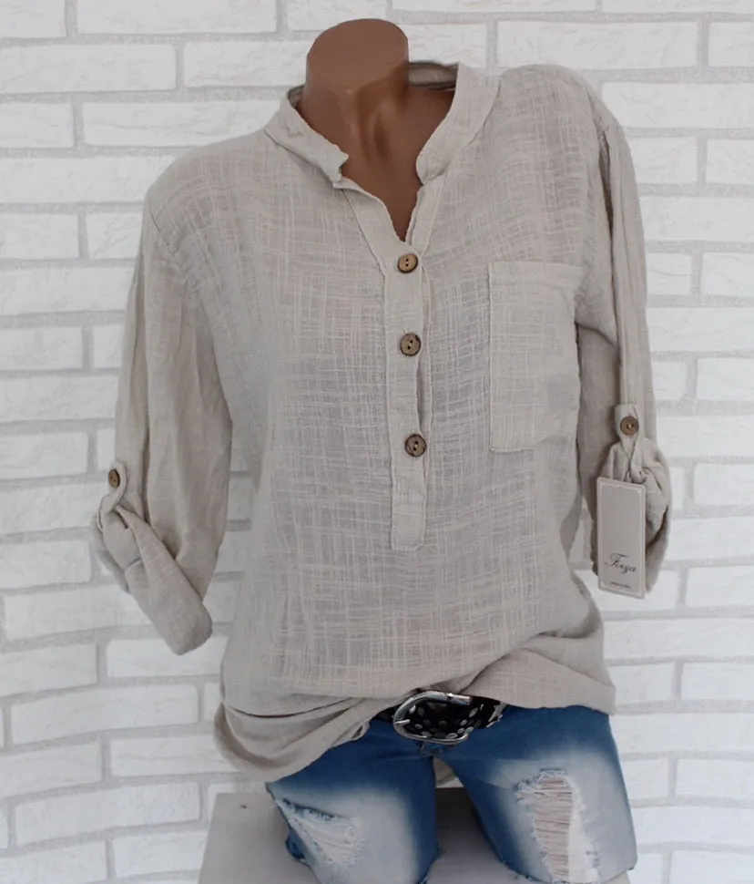 Oversized Women Cotton Linen Blouses