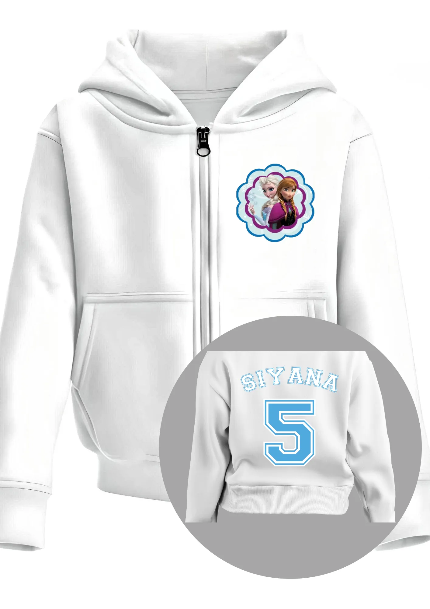 Personalised Frozen Elsa and Anna Hoodie with back print  I  Custom Hoodie for Girls