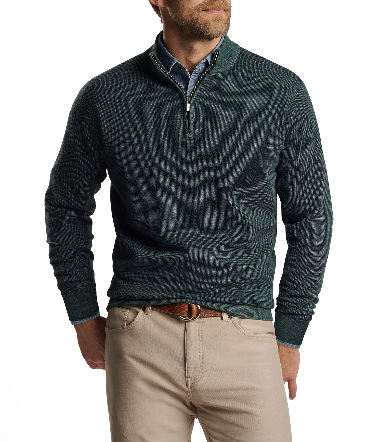 Peter Millar Birdseye Quarter Zip Pullover Sweater