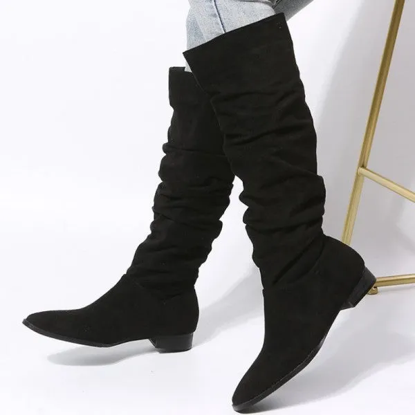 Purpdrank - Black Casual Patchwork Solid Color Pointed Keep Warm Comfortable Shoes