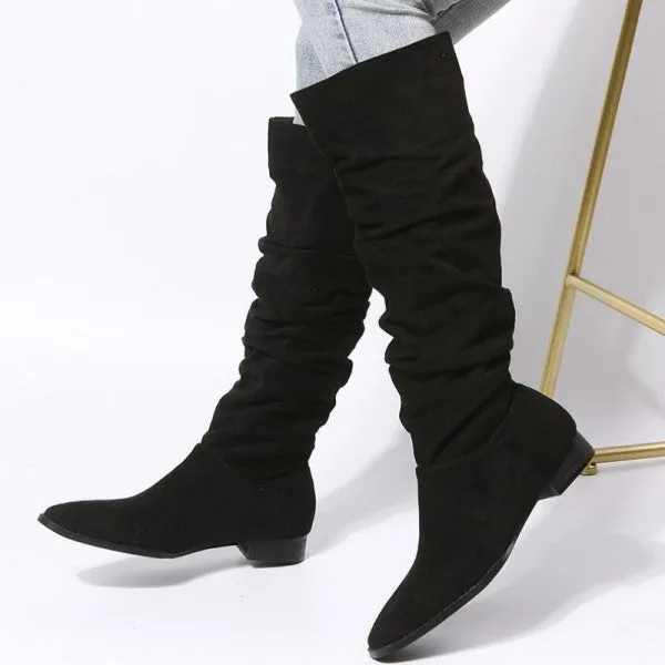 Purpdrank - Black Casual Patchwork Solid Color Pointed Keep Warm Comfortable Shoes