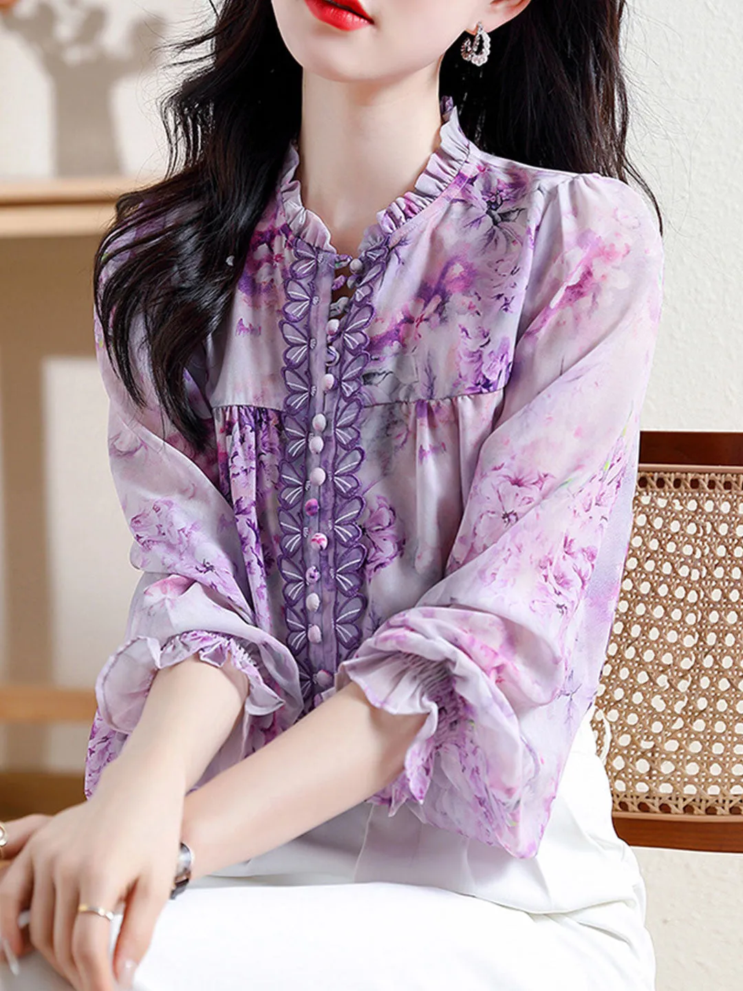 Raya Classic Printed Floral Chiffon Top