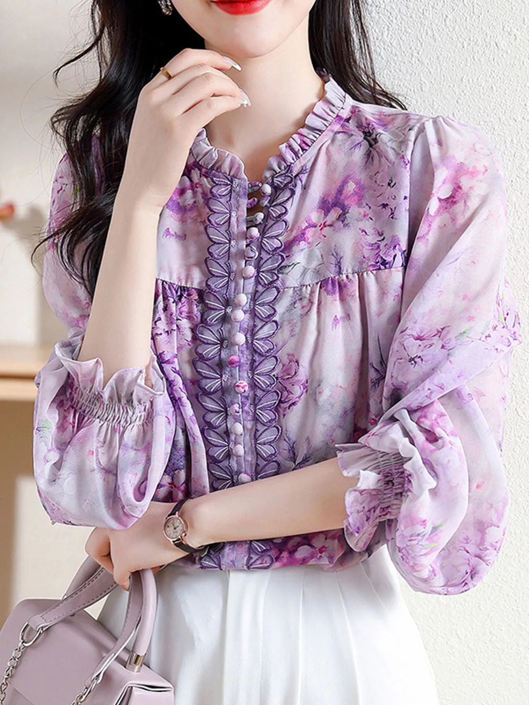 Raya Classic Printed Floral Chiffon Top