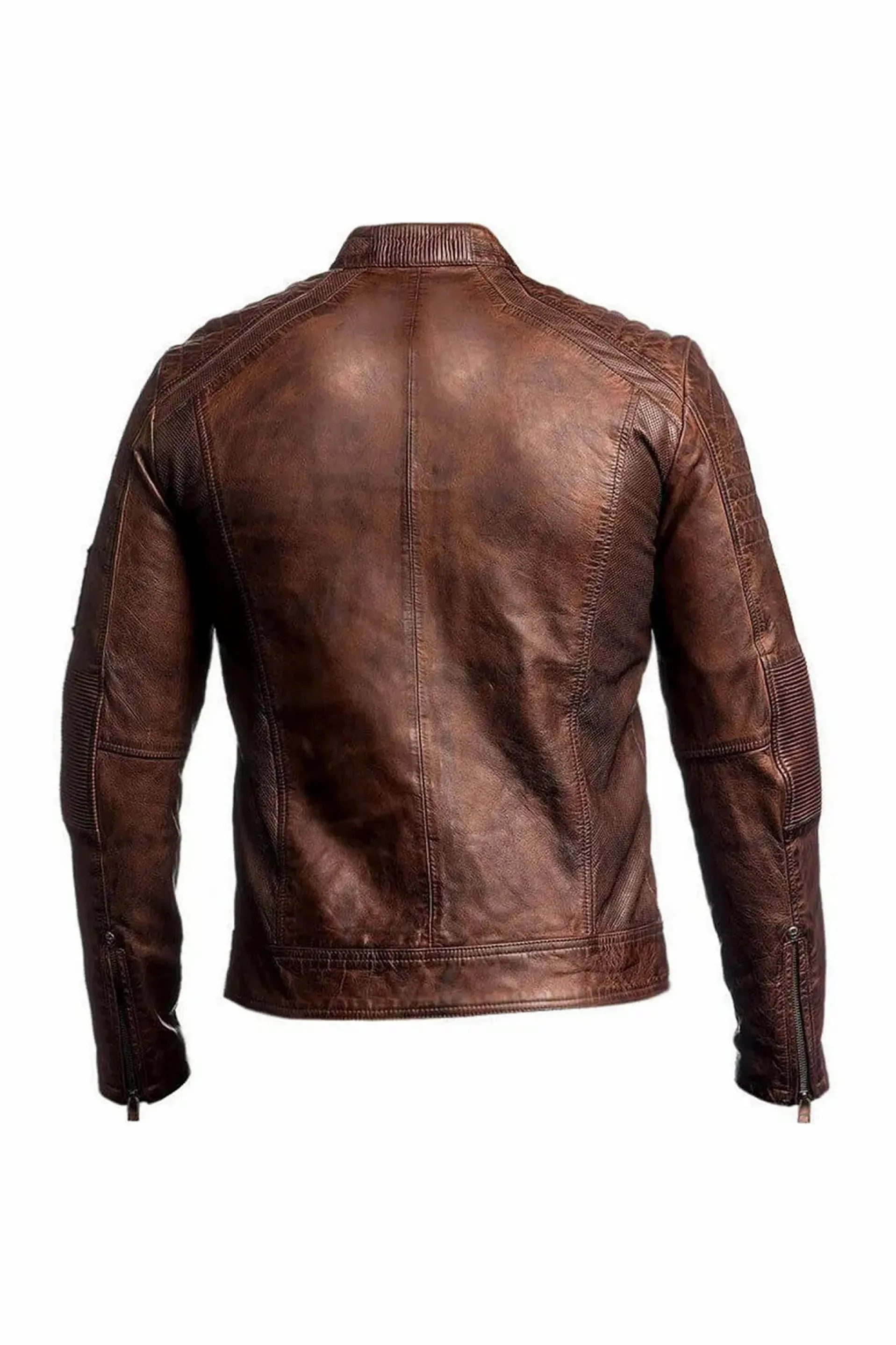 Rebel | Men's Brown Cafe Racer Sheepskin Leather Jacket