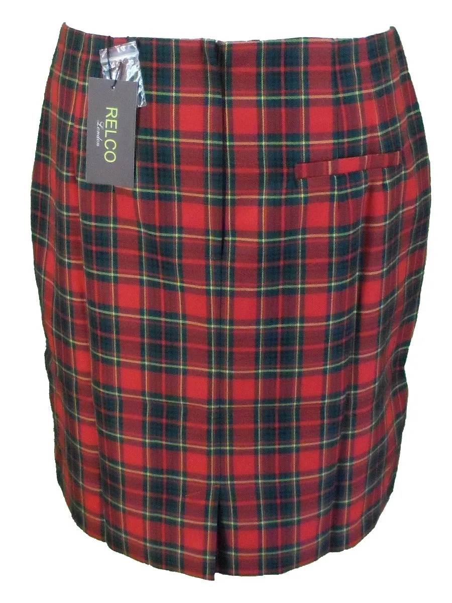 Relco Ladies Retro Red Tartan Pencil Skirt