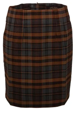 Relco Ladies Retro Rude Girl Grey/Tan Tartan Pencil Skirt