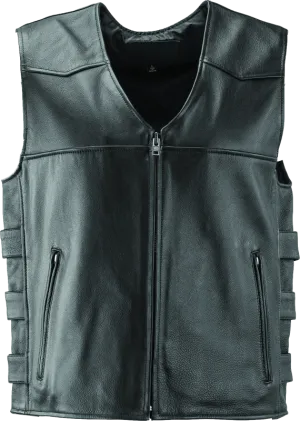 River Road Plains Leather Vest Black - Medium