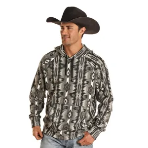 Rock & Roll Men's Black & White Aztec Hoodie