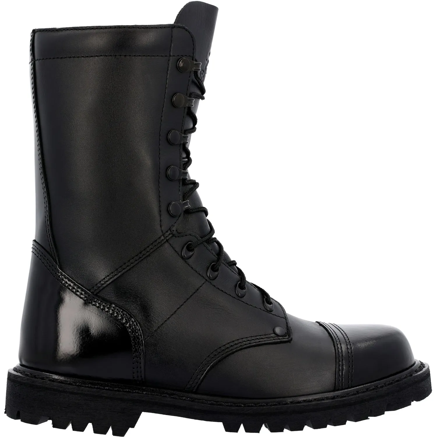 Rocky Mens Lace Up Jump Black Leather Military Boots