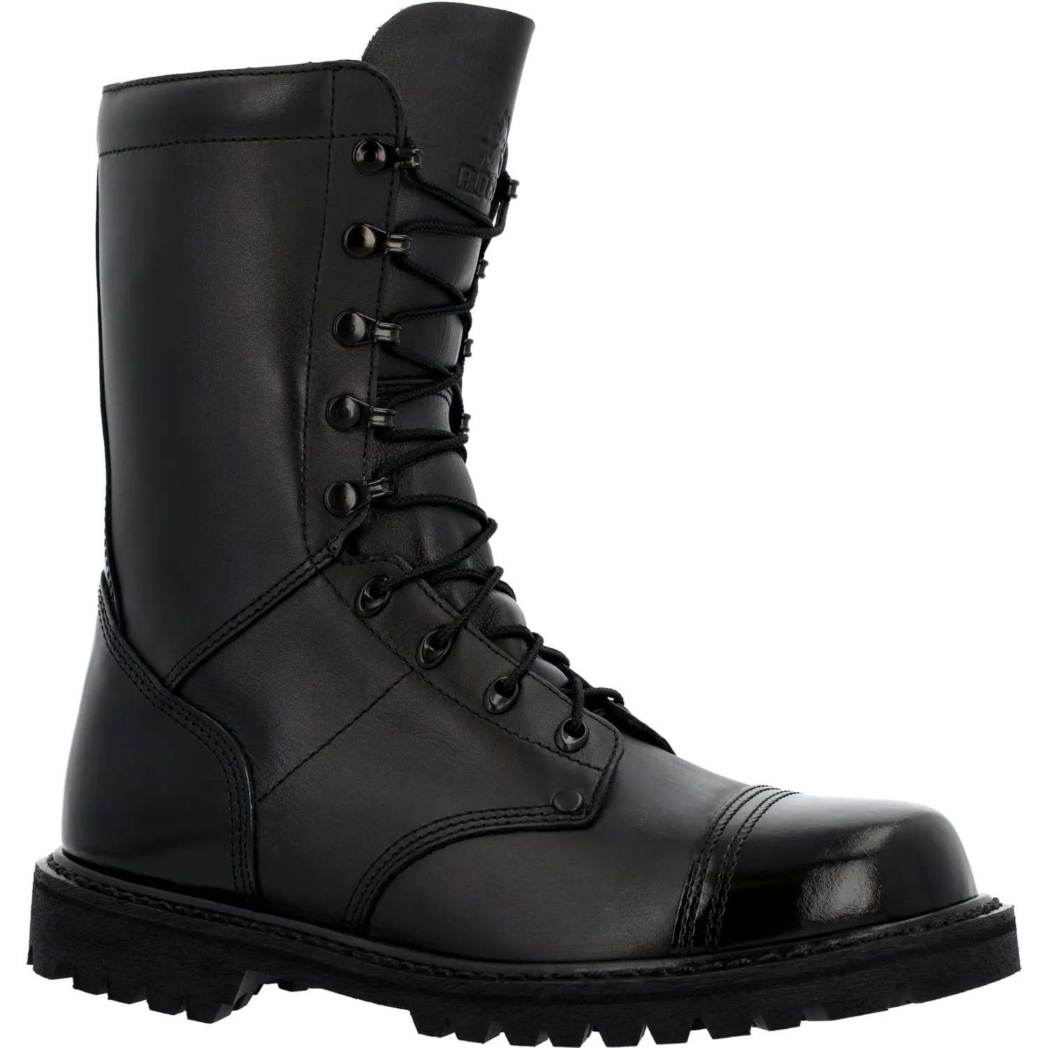 Rocky Mens Lace Up Jump Black Leather Military Boots