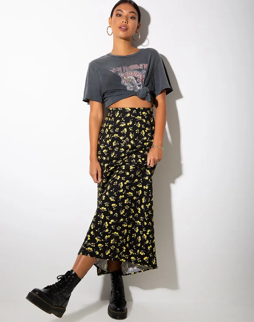 Sayan Maxi Skirt in Buttercup Black and Yellow