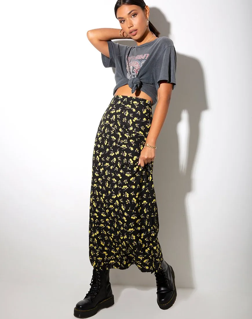 Sayan Maxi Skirt in Buttercup Black and Yellow