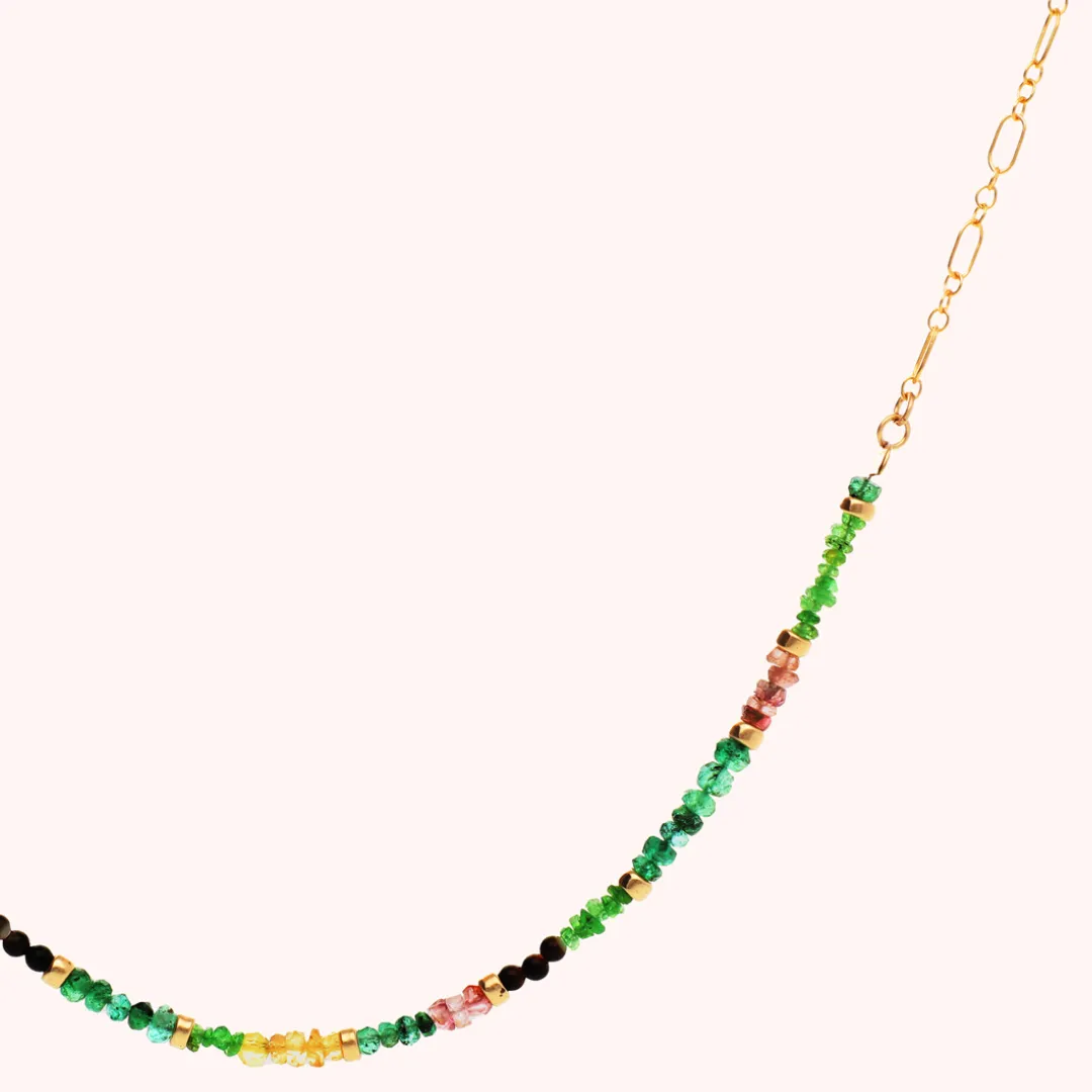 Semi precious half rainbow necklace