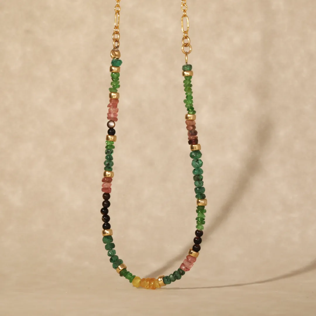 Semi precious half rainbow necklace