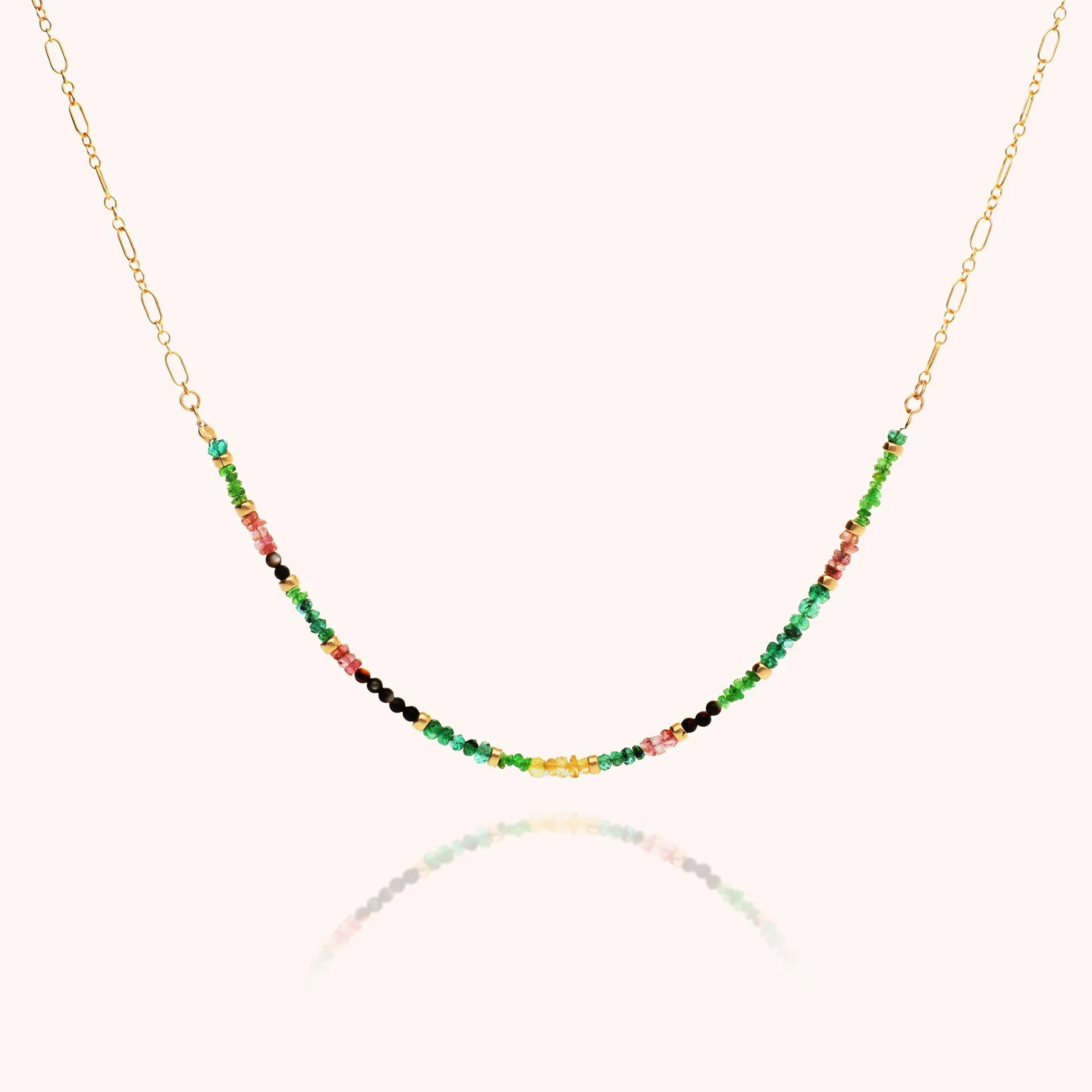 Semi precious half rainbow necklace