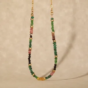 Semi precious half rainbow necklace