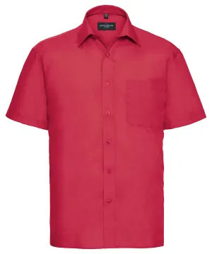 Short sleeve polycotton easycare poplin shirt | Classic Red