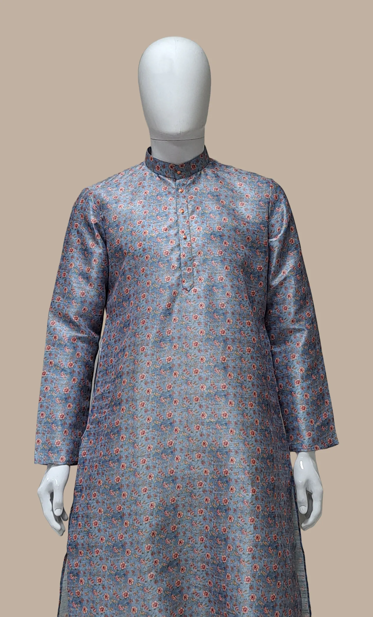 Soft Grey Printed Kurta Set