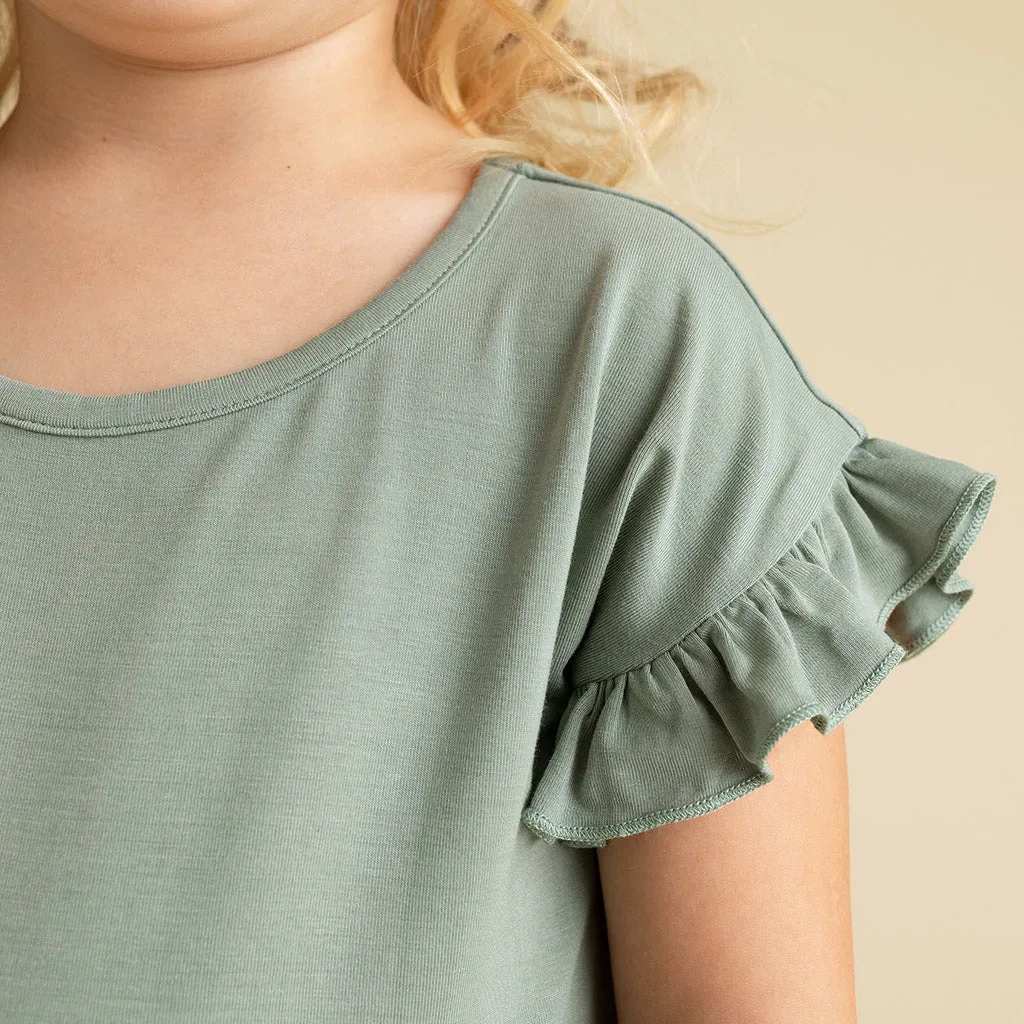 Soft Jade Ruffled Tee