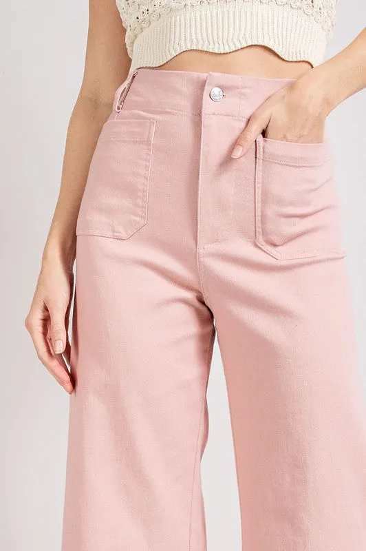 Soft Washed Cotton Wide Leg Pants