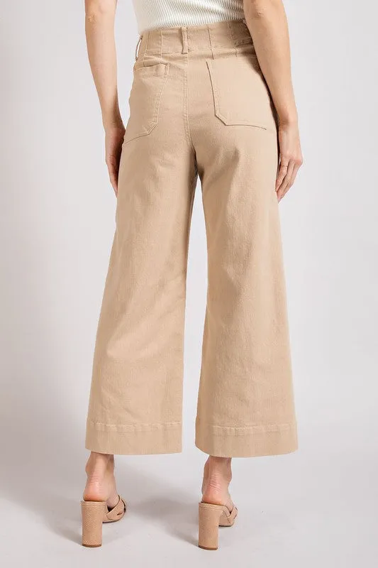 Soft Washed Cotton Wide Leg Pants