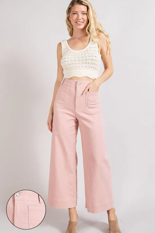 Soft Washed Cotton Wide Leg Pants