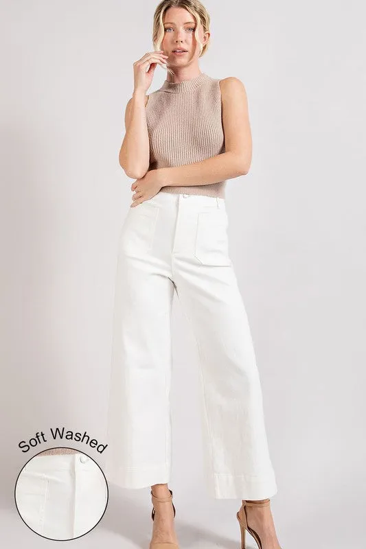 Soft Washed Cotton Wide Leg Pants