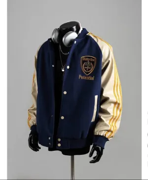 Striped stitching baseball jacket casual jacket clean fit jacket for men