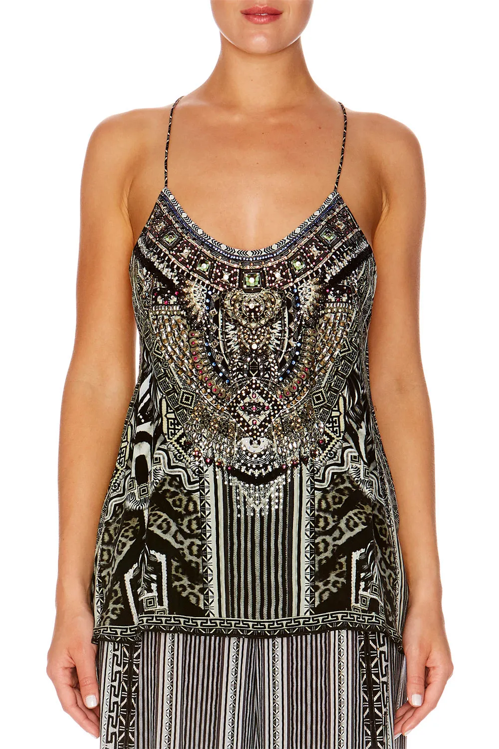 T BACK SHOESTRING TOP TRIBAL THEORY