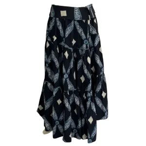 Ulla Johnson Navy & Blue Batik Print Cotton Skirt M