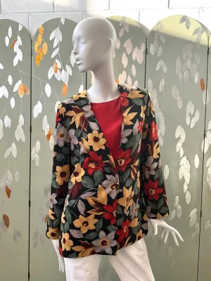 Vintage 1990s Autumnal Floral Blazer, Large