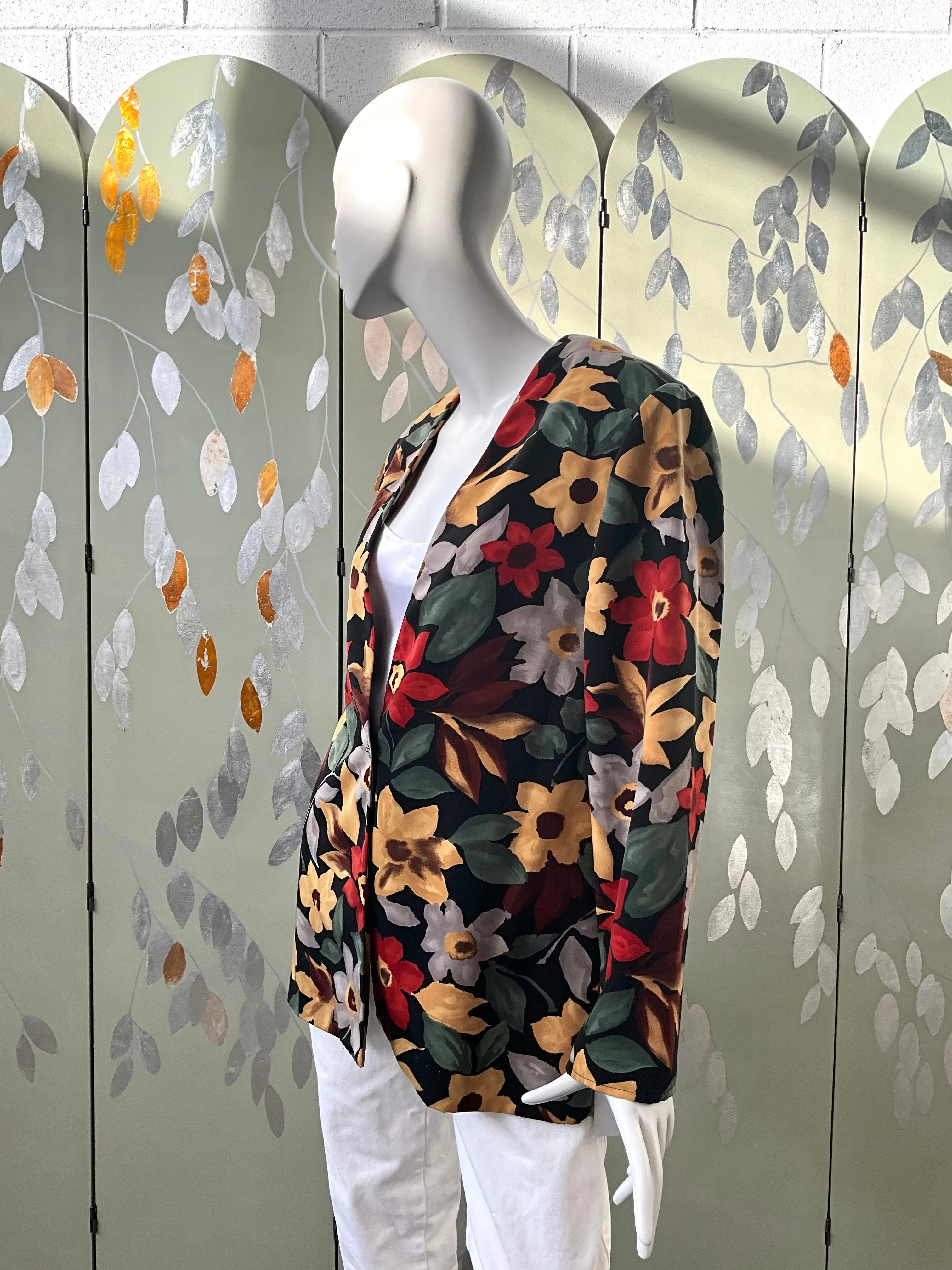 Vintage 1990s Autumnal Floral Blazer, Large