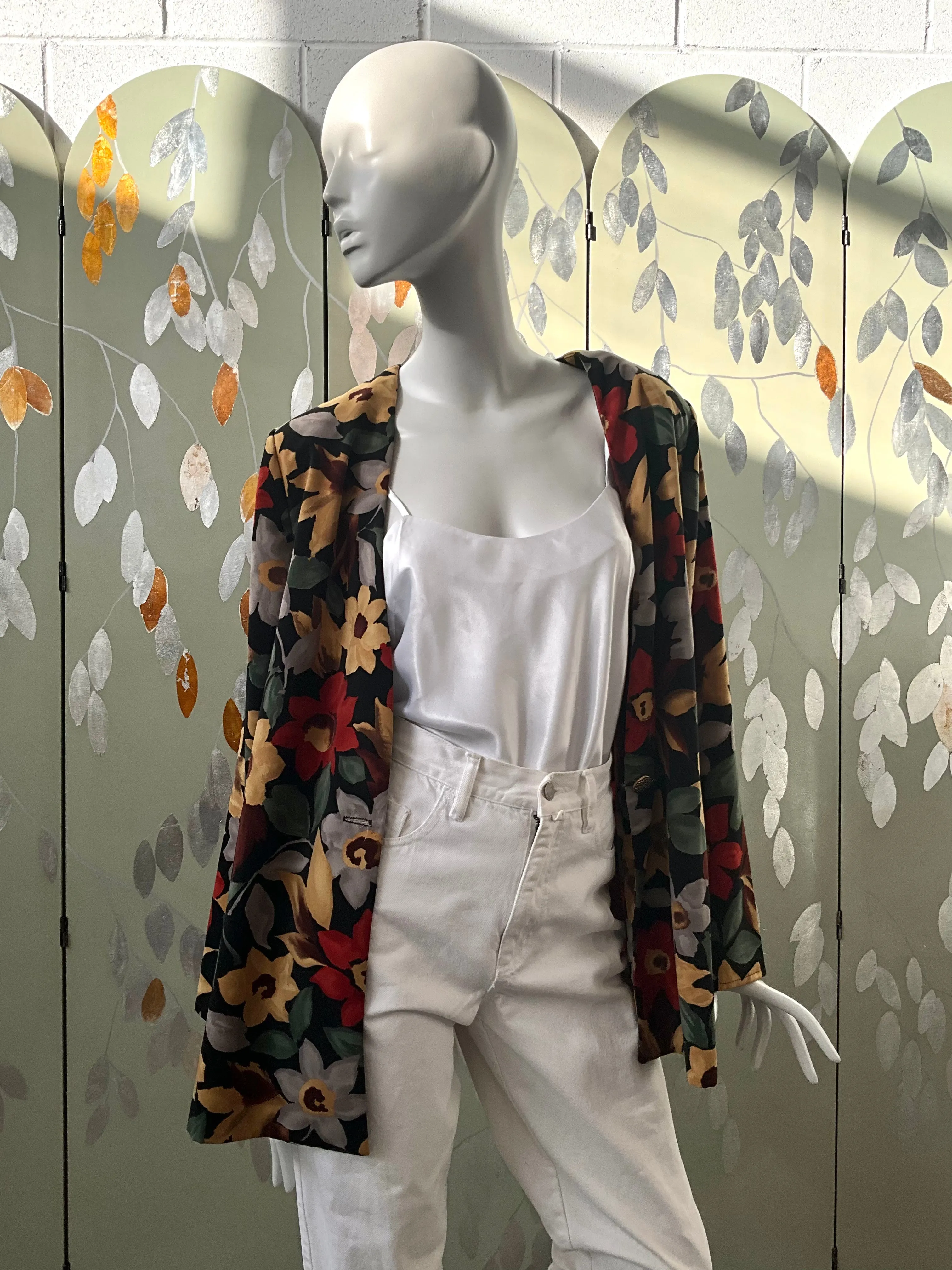 Vintage 1990s Autumnal Floral Blazer, Large