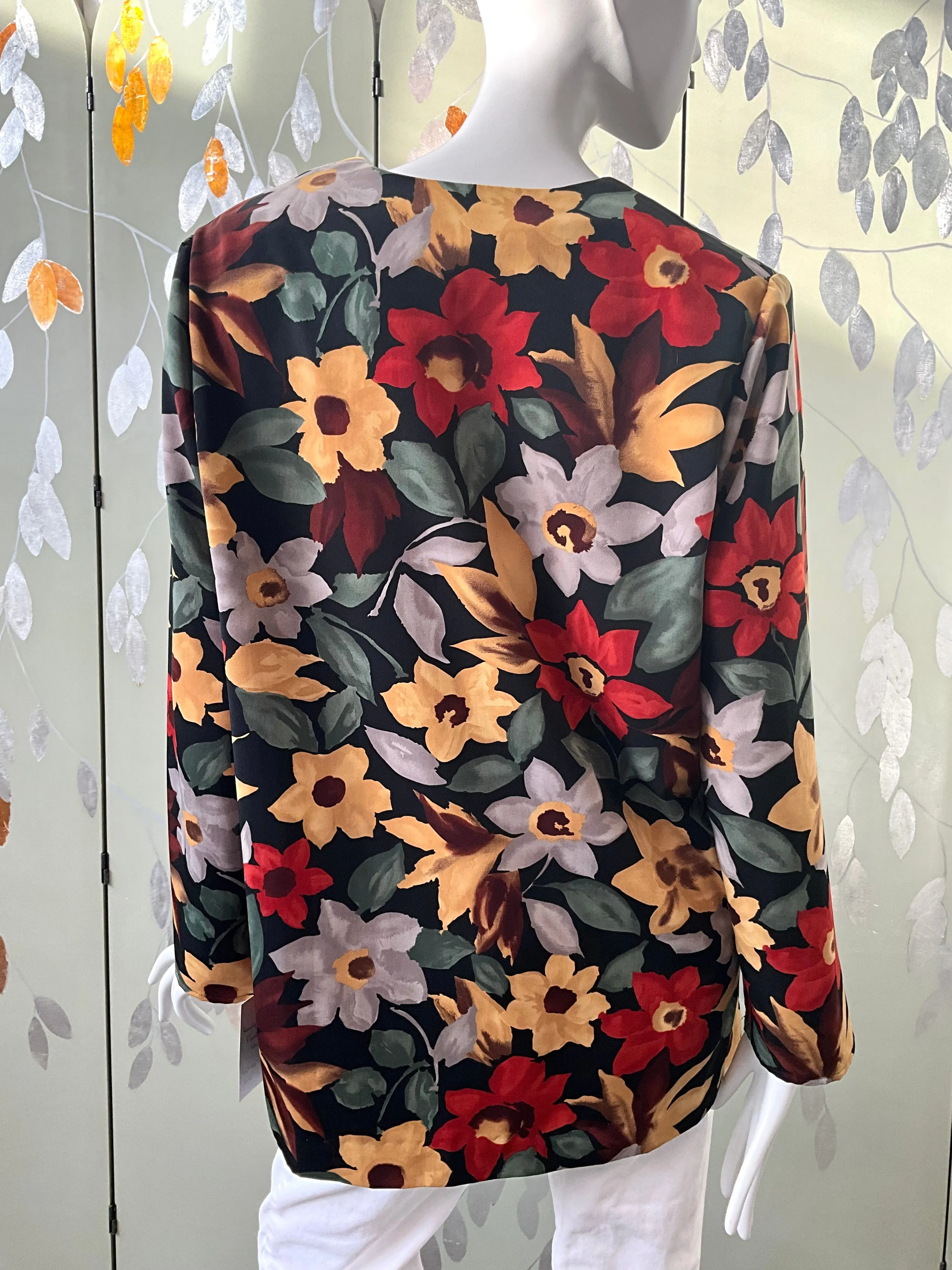 Vintage 1990s Autumnal Floral Blazer, Large