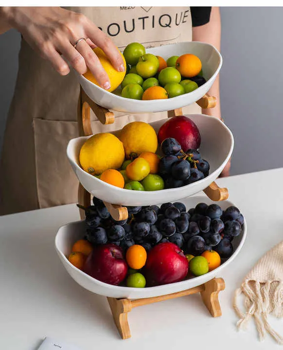 White Three Layers Plastic Serving Dish