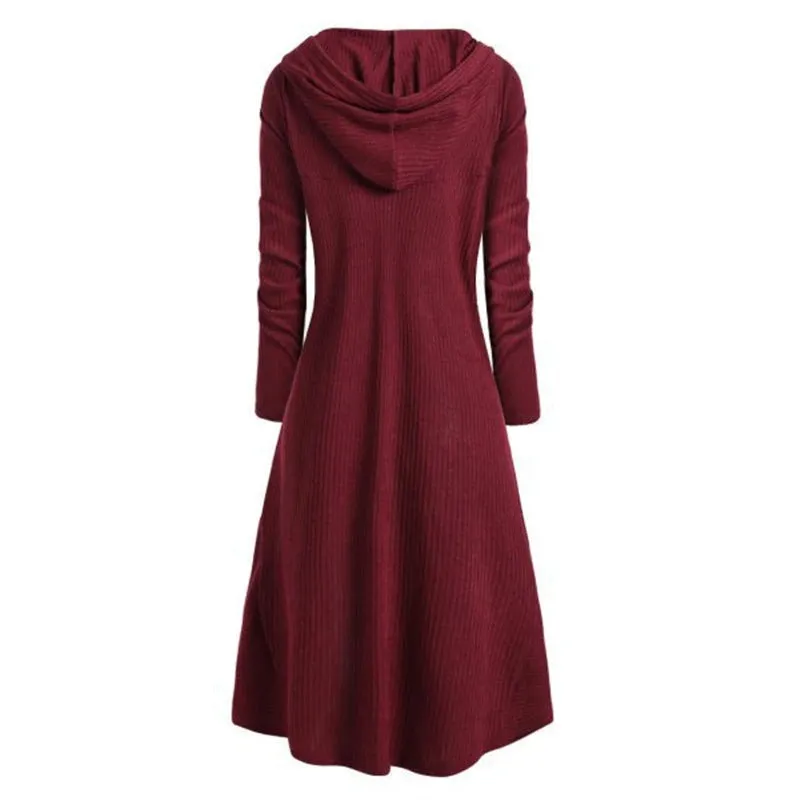 Women Hoodies Coat Dress / Long Sleeve 6 Color Pullover Dresses in Gothic Clothing