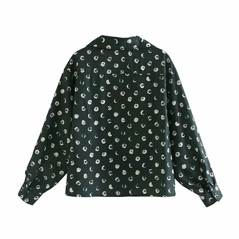 Women Polka Dot Blouse Shirt Long