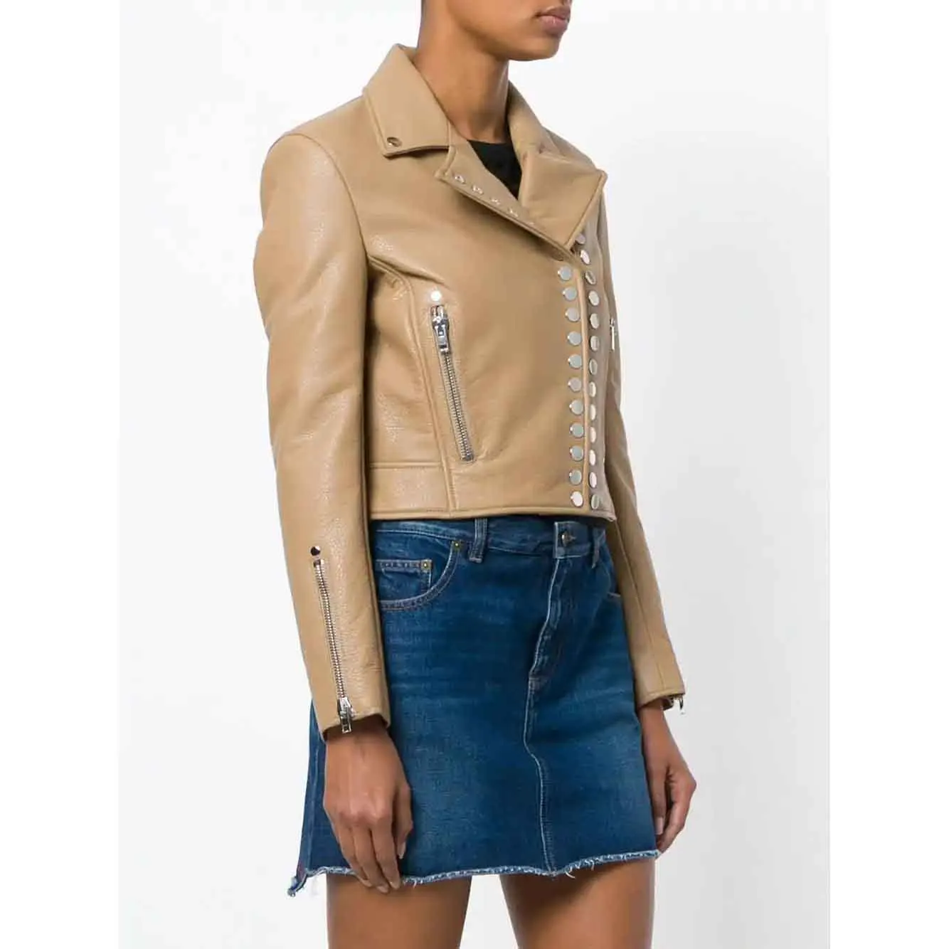 Women Studded Style Fashion Leather Jacket