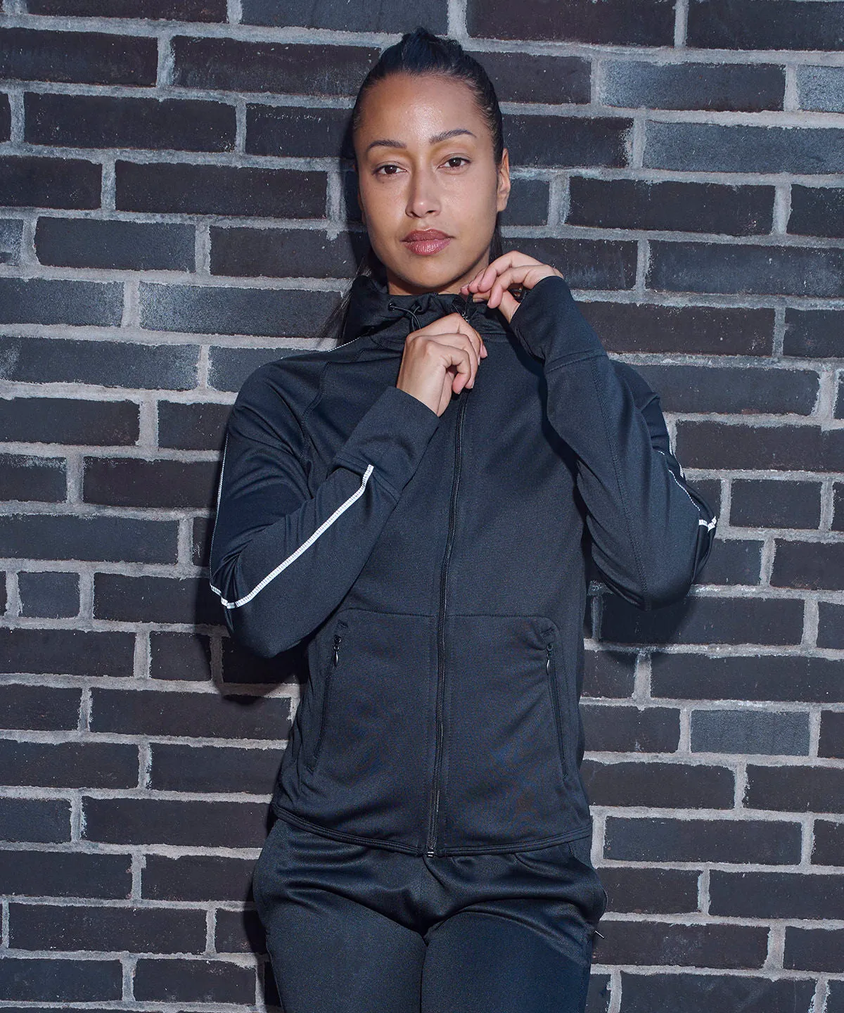 Womens hoodie with reflective tape | Purple Marl