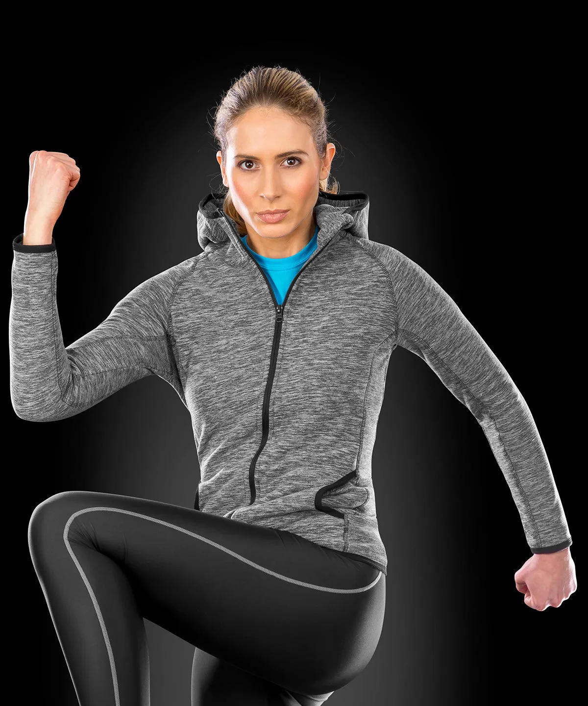 Womens microfleece hoodi | Grey/Black