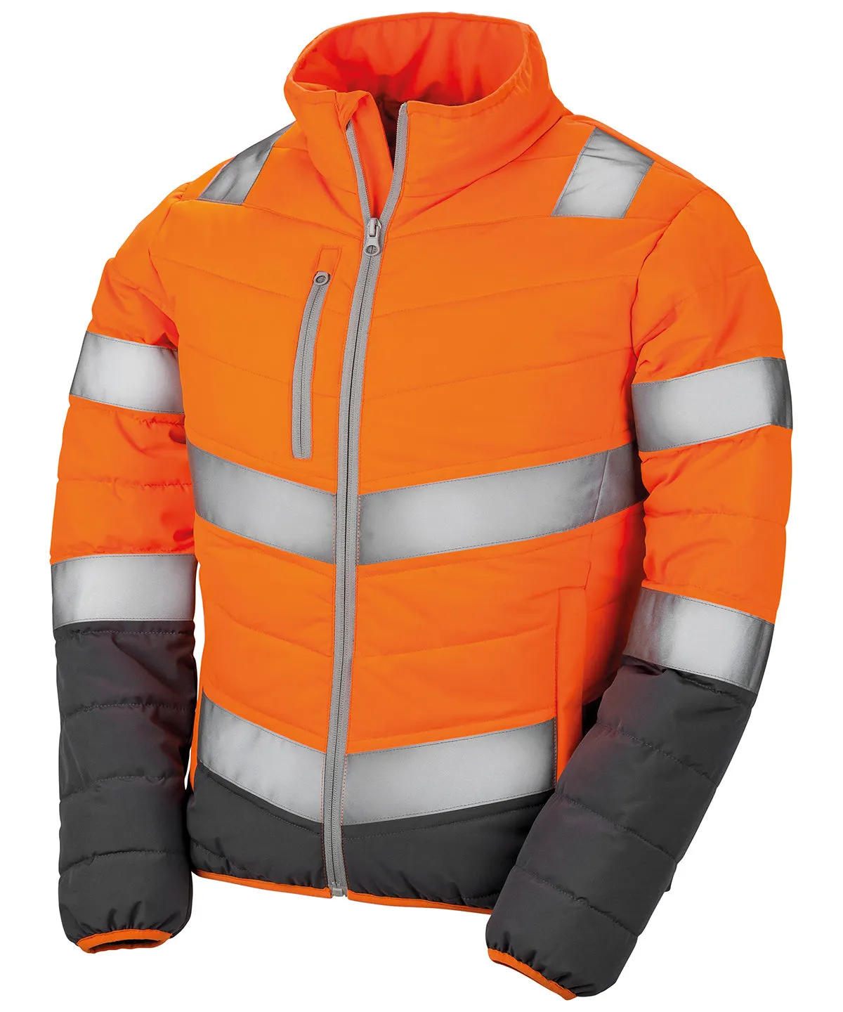 Womens soft padded safety jacket | Fluorescent Orange/Grey