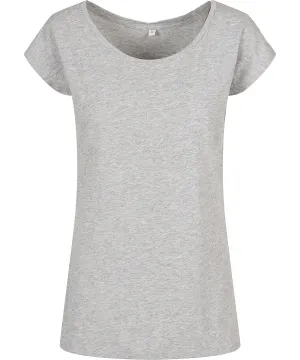 Womens wide neck tee | Heather Grey