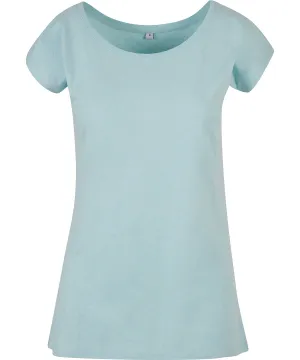 Womens wide neck tee | Ocean Blue